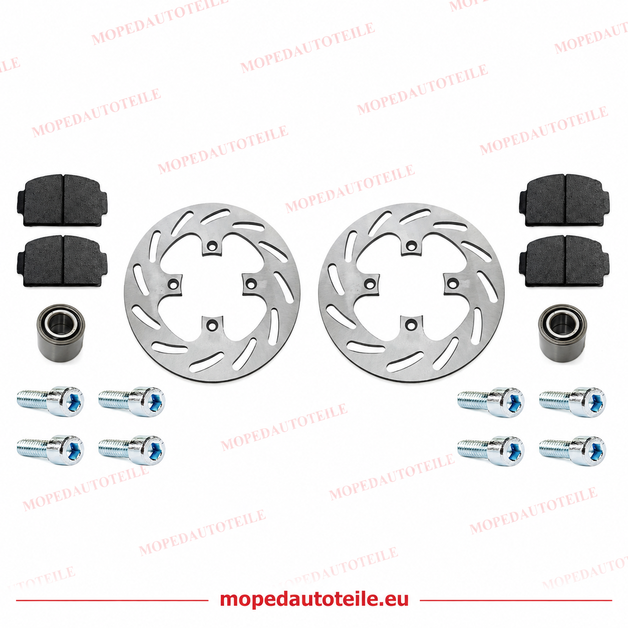 Rear brake kit, Ligier(JS50/JS60/IXO) Microcar(M8/MGO 1/2/3/4), brake pads+wheel bearing+brake disc+screws