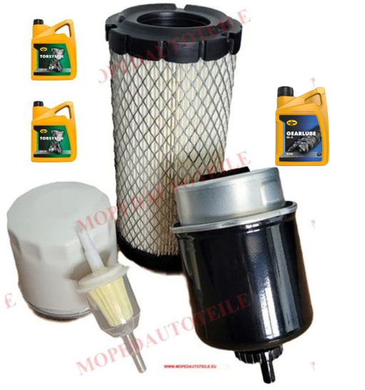 Wartungspaket + 2L Motoröl(5W30)+ 1L Getriebe öl(80W90), Lombardini 442/492/480 DCI Ölfilter Luftfilter Dieselfilter(2x)