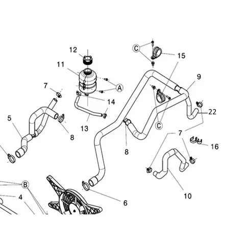 Radiator Hose (original), Lombardini DCI 442/492 (Ligier/Microcar/Chatenet/Casalini)