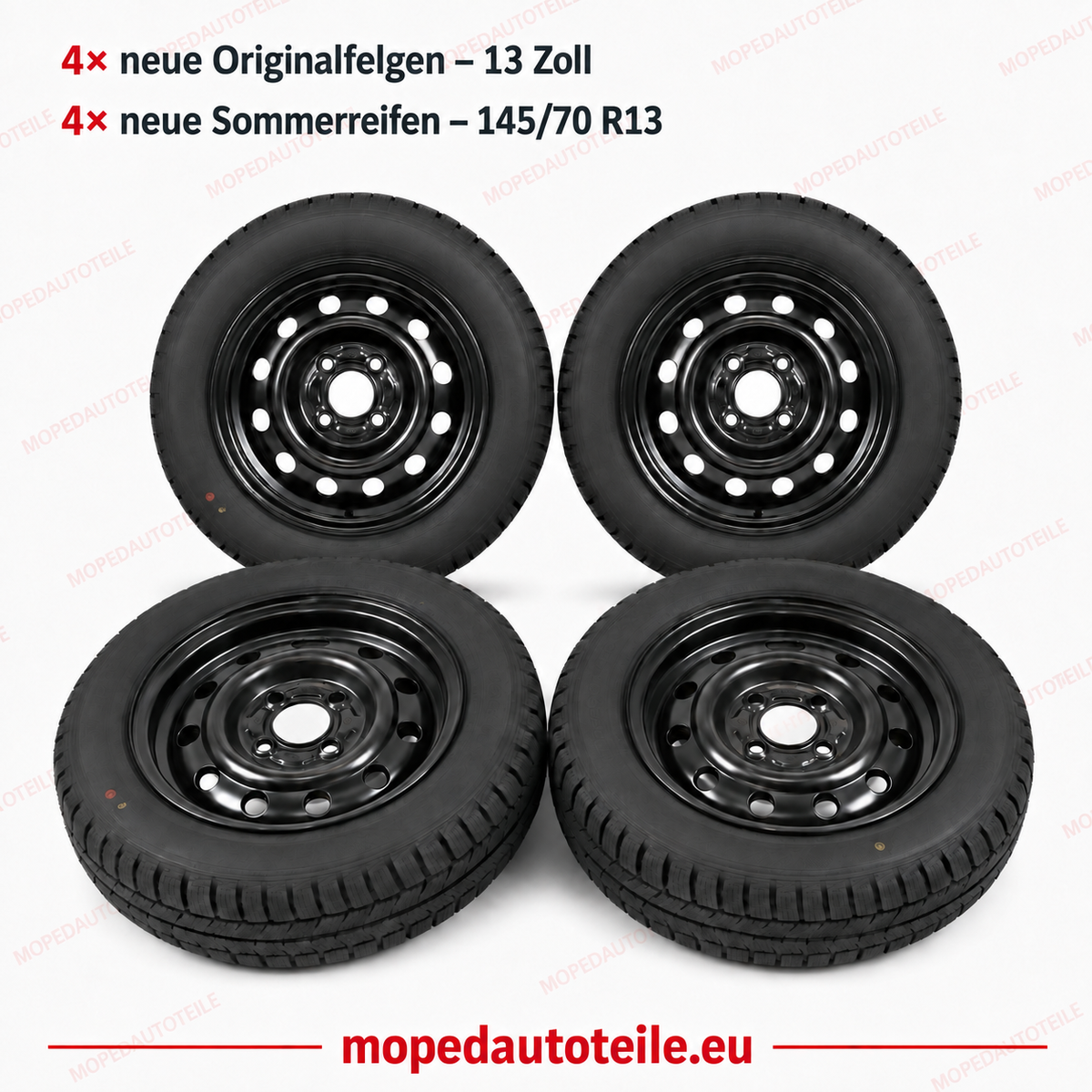 Set of 4 new original rims + 4 new summer tires 13 inch, Aixam/Microcar