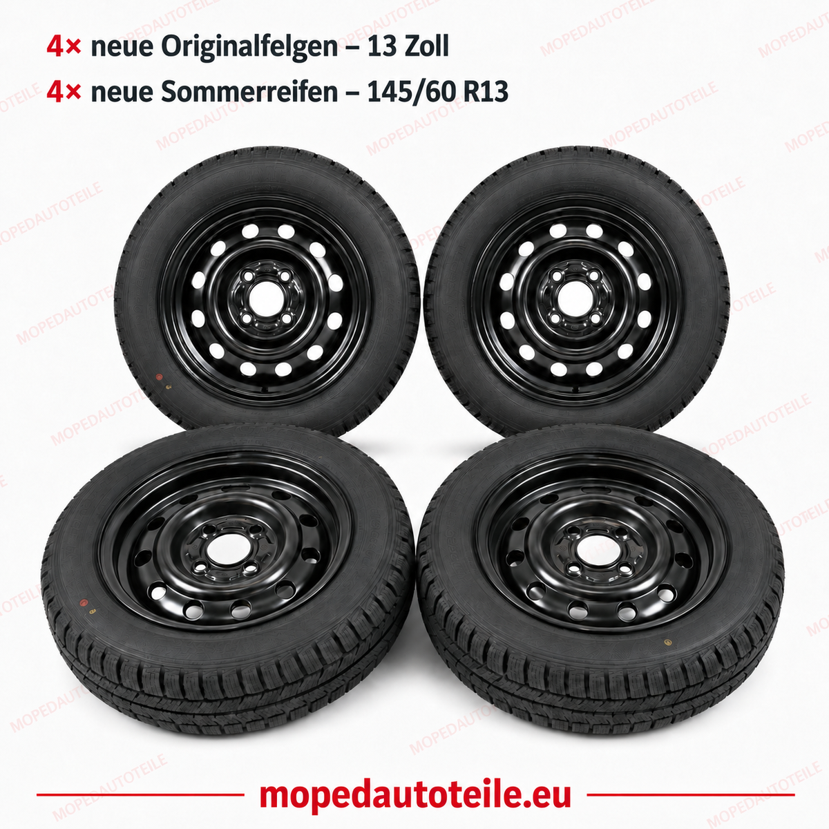 Set of 4 new original rims + 4 new summer tires 13 inch, Aixam/Microcar