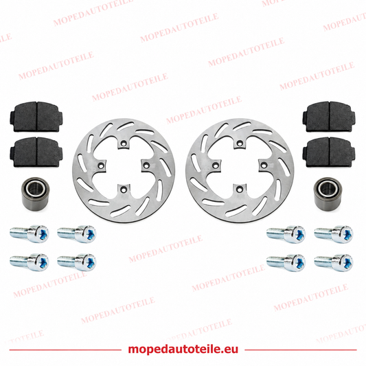 Remset achterzijde, Ligier(JS50/JS60/IXO) Microcar(M8/MGO 1/2/3/4),Remblokken+Wiellager+Remschijf+Schroeven