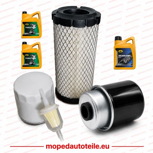 V2 Wartungspaket + 2L Motoröl(5W30)+ 1L Getriebe Öl(80W90), Lombardini 442/492/480 DCI Ölfilter Luftfilter Dieselfilter(2x)Version 2