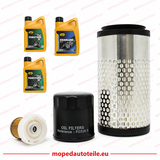 Onderhoudspakket + 2L motorolie(10W40)+ 1L versnellingsolie(80W90), Aixam Z482 Oliefilter Luchtfilter Dieselfilter Kubota