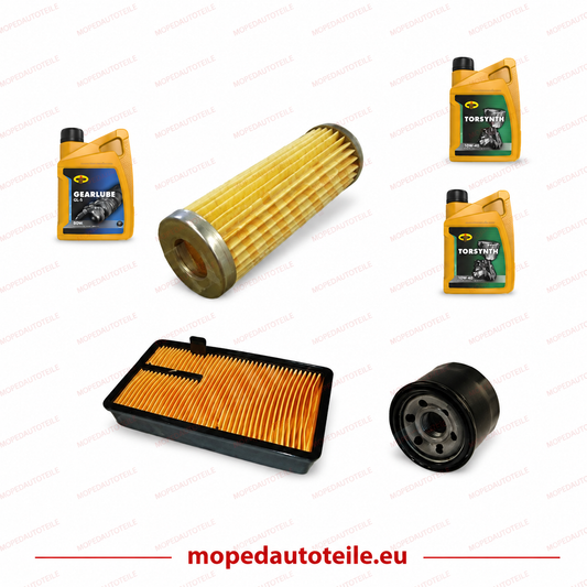Onderhoudspakket + 2L motorolie(10W40)+ 1L versnellingsolie(80W90), Aixam Z402 Oliefilter Luchtfilter Dieselfilter Kubota