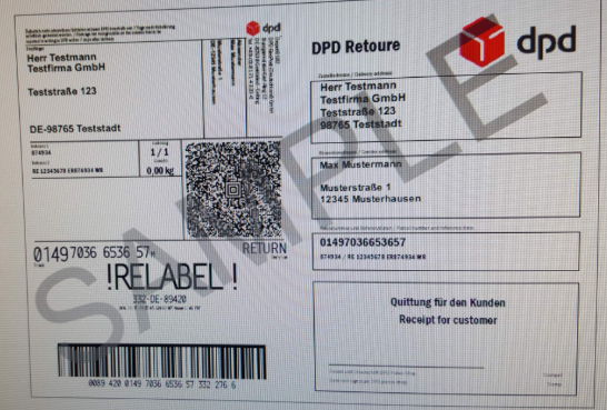 Rücksendeetikett DPD