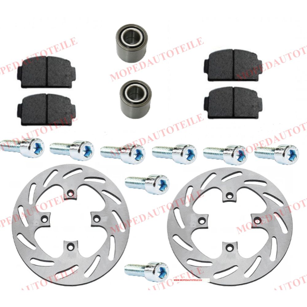 Rear brake kit, Ligier(JS50/JS60/IXO) Microcar(M8/MGO 1/2/3/4), brake pads+wheel bearing+brake disc+screws